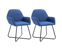 vidaXL Sillas de comedor 2 unidades tela azul