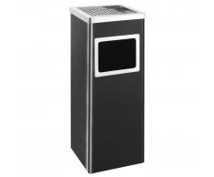 vidaXL Papelera con cenicero de acero negro 36 L
