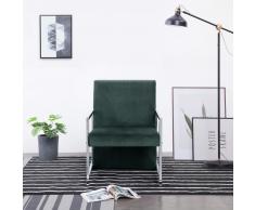 vidaXL Sillón con patas cromadas de terciopelo verde oscuro