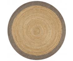 vidaXL Alfombra de yute tejida a mano con borde gris 120 cm