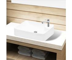 vidaXL Lavabo de cerámica con orificio de grifo y desagüe blanco