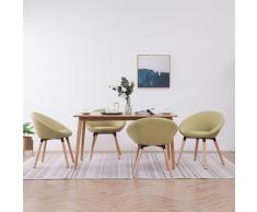 vidaXL Sillas de comedor 4 unidades tela verde