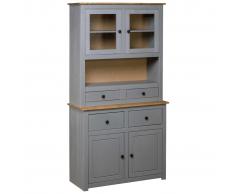 vidaXL Aparador madera maciza pino estilo Panamá gris 93x40,5x180 cm