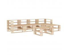 vidaXL Juego de muebles de palés para jardín 6 piezas de madera