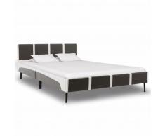 vidaXL Estructura de cama cuero sintético gris y blanco 120x200 cm