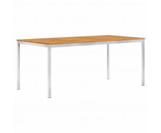 vidaXL Mesa comedor jardín madera acacia acero inoxidable 180x90x75cm