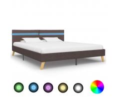 vidaXL Estructura de cama con LED tela gris topo 160x200 cm