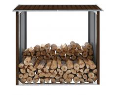 vidaXL Caseta jardín para leña acero galvanizado marrón 172x91x154 cm
