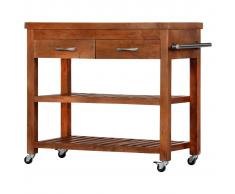 vidaXL Carrito de cocina de madera maciza de acacia 100x48x89 cm