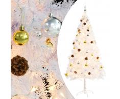 vidaXL Árbol Navidad artificial decorado bolas luces LED 180 cm blanco