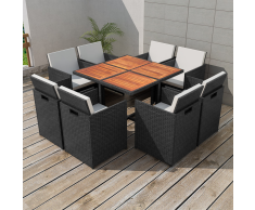 vidaXL Juego de comedor de jardín 25 piezas ratán sintético negro