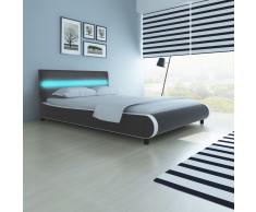 vidaXL Cabecero de Cama Gris con LED 140 cm y Colchón Espuma Viscoelástica