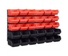 vidaXL Kit de cajas de almacenaje 32 pzas paneles de pared rojo negro