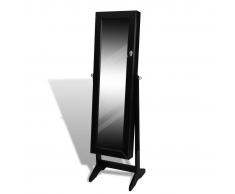 vidaXL Espejo joyero de pie, negro