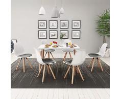 vidaXL Conjunto de mesa de comedor y sillas 7 piezas blanco y negro