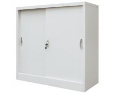 vidaXL Armario oficina con puertas correderas metal gris 90x40x90 cm