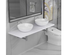 vidaXL Conjunto de muebles de baño de tres piezas cerámica blanco
