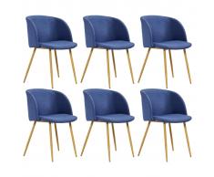 vidaXL Sillas de comedor 6 unidades tela azul