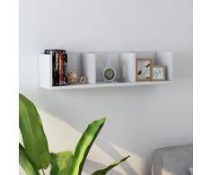 vidaXL Estante de pared para CD aglomerado blanco brillante 75x18x18cm