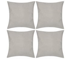 vidaXL 4 fundas beige para cojines de imitación de lino, 50 x 50 cm