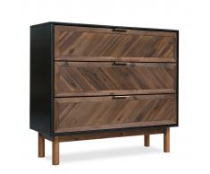 vidaXL Cajonera de madera maciza de acacia 90x33,5x80 cm