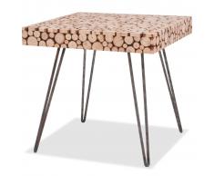 vidaXL Mesa auxiliar genuina de madera 47x47x44,5 cm
