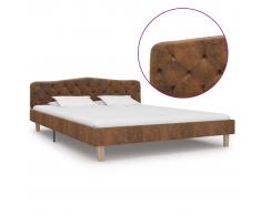 vidaXL Estructura de cama de piel de ante artificial marrón 160x200 cm