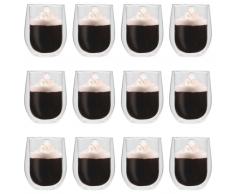vidaXL Vasos de cristal térmico doble pared para café 12 uds 320 ml