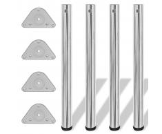 vidaXL 4 Patas de Mesa Regulables en Altura 710 mm (Color Cromo)