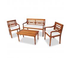 vidaXL Set de muebles de jardín 4 pzas y cojines madera maciza de teca