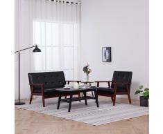 vidaXL Juego de sofás 2 piezas de cuero sintético negro