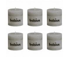 Bolsius Velas rústicas 100x100 mm 6 unidades gris claro