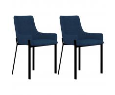 vidaXL Sillas de comedor 2 unidades tela azul