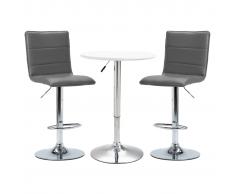 vidaXL Mesa alta y taburetes de barra 3 pzas cuero sintético blanco