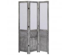 vidaXL Biombo de 3 paneles tela gris 105x165 cm