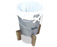 vidaXL Cesto de ropa hierro galvanizado y madera reciclada 30x30x58 cm