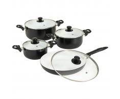 vidaXL Batería de cocina 8 piezas aluminio negro