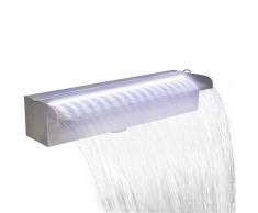 vidaXL Fuente cascada rectangular LED para piscina acero inoxidable 45 cm