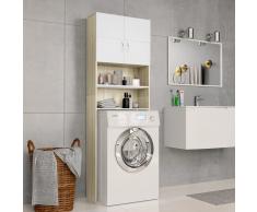 vidaXL Armario lavadora aglomerado blanco roble Sonoma 64x25,5x190 cm