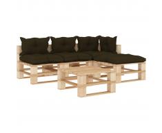 vidaXL Set muebles de palés de jardín 6 pzas madera cojines gris taupe