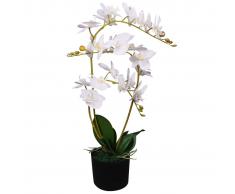 vidaXL Planta artificial orquídea con macetero 65 cm blanca