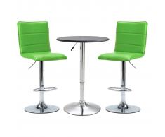 vidaXL Set mesa alta y taburetes de barra 3 pzas cuero sintético negro