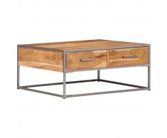 vidaXL Mesa de centro de madera maciza de acacia 75x75x35 cm