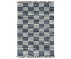 vidaXL Alfombra tejida a mano Chindi tela vaquera azul 160x230 cm