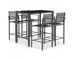 vidaXL Set mesa y sillas altas cocina 5 pzas textilene gris antracita