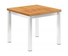 vidaXL Mesa auxiliar jardín madera acacia acero inoxidable 45x45x38cm