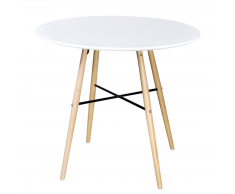 vidaXL Mesa de comedor redonda, color blanco mate