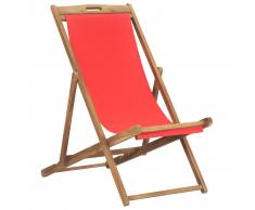vidaXL Silla de playa plegable de madera maciza de teca roja