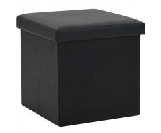 vidaXL Taburete almacenaje plegable cuero sintético negro 38x38x38 cm