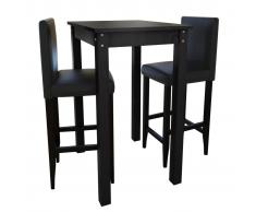vidaXL Mesa de bar con 2 sillas de barra negras